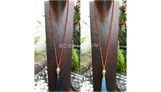 golden chrome buddha head prayer necklace tassels mala rudraksha